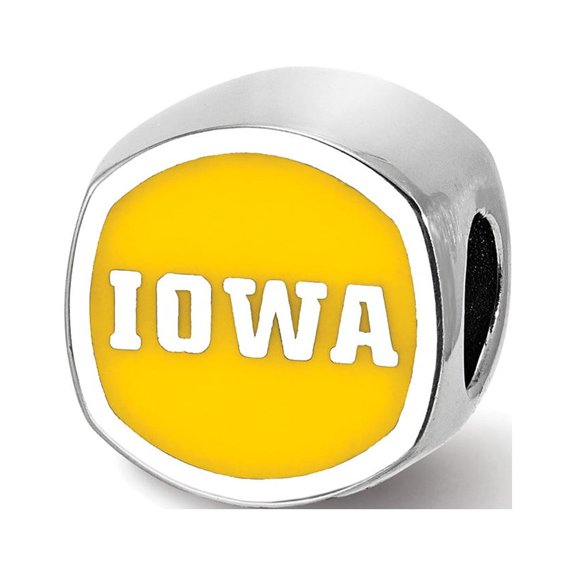 Fancy Bead White Sterling Silver Yellow Iowa NCAA University Of 11.39 mm 10.9