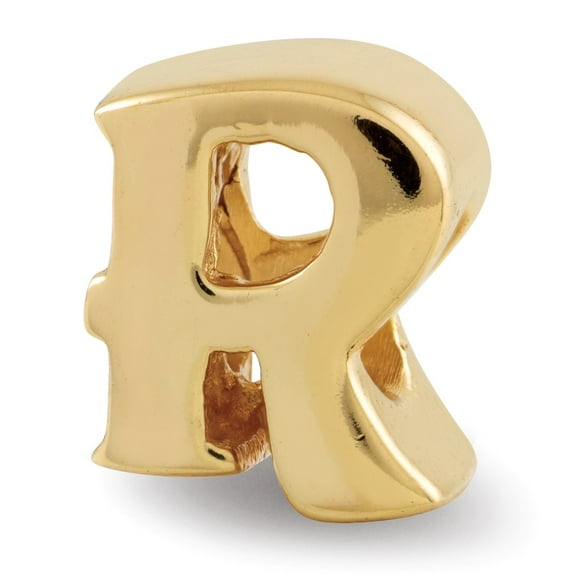 Fancy Bead Yellow Sterling Silver R Alphabet & Numbers 9.09 mm 7.27