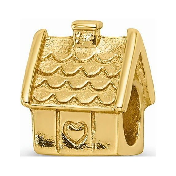 Fancy Bead Yellow Sterling Silver Themed 10 mm 8.18 Gold-Plated Reflections House Bead