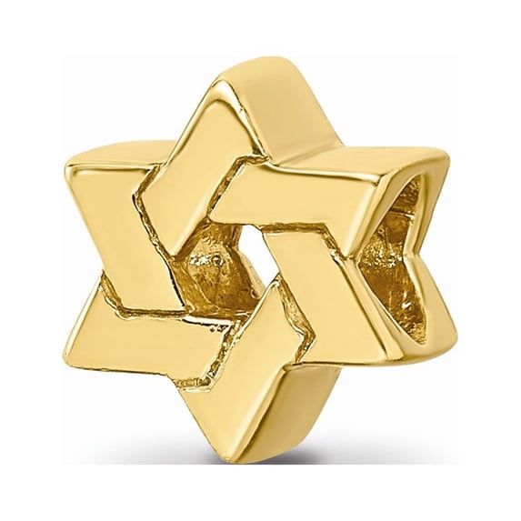 Fancy Bead Yellow Sterling Silver Themed 10 mm 9.09 Gold-Plated Reflections Star Of David Bead