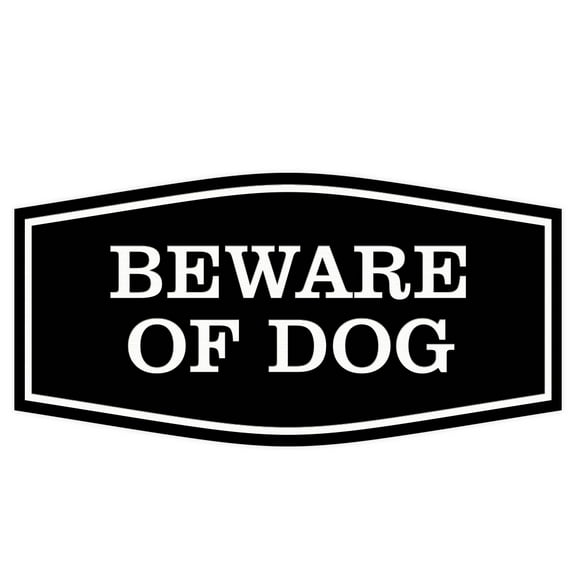 Fancy Beware of Dog Sign (Black) - Large