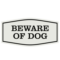 Fancy Beware of Dog Sign (Light Grey/Black) - Medium