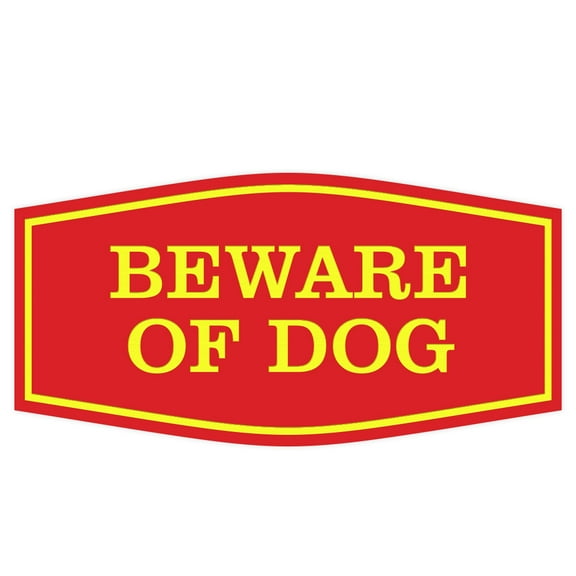 Fancy Beware of Dog Sign (Red/Yellow) - Medium