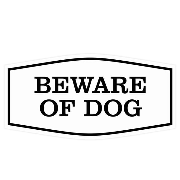 Fancy Beware of Dog Sign (White) - Medium