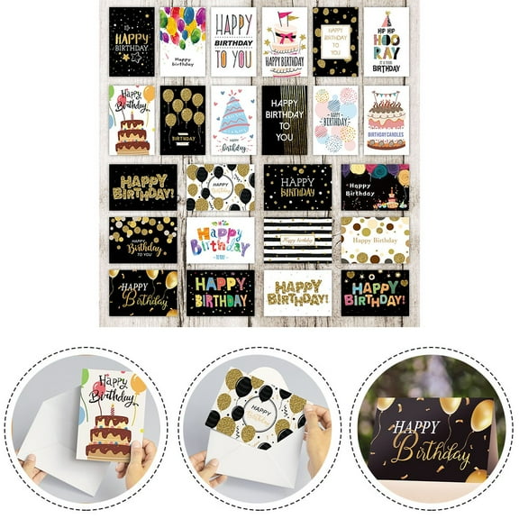Fancy Birthday Cards, 24Pcs Happy Birthday Card Assorted Bulk with Blank Envelopes As Show