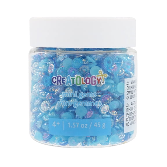 Fancy Blue Mix Mini Gems by Creatology  Blue Polystyrene Gem Embellishments for Kids Crafts - Slime & DIY Projects - 24 Pack