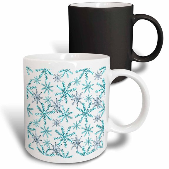 3drose, Fancy Blue Snowflake Pattern, 11oz Magic Transforming Mug