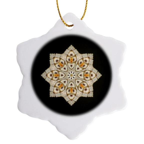 3drose, Fancy Butterfly Big Star Kaleidoscope, 3 inch Snowflake Porcelain Ornament