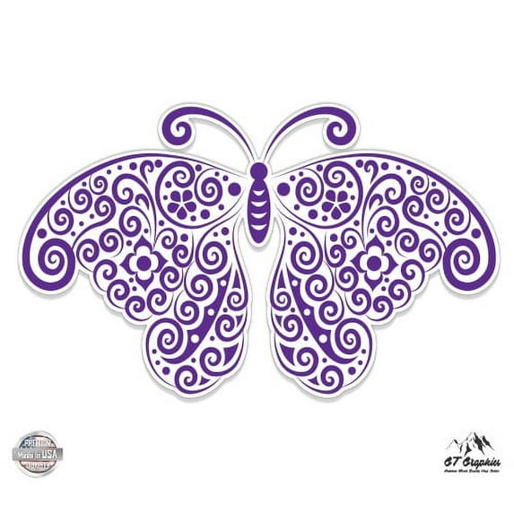 Fancy Butterfly Purple - 12" Vinyl Sticker Waterproof Decal