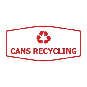 Fancy Cans Recycling Sign (White/Red) - Large