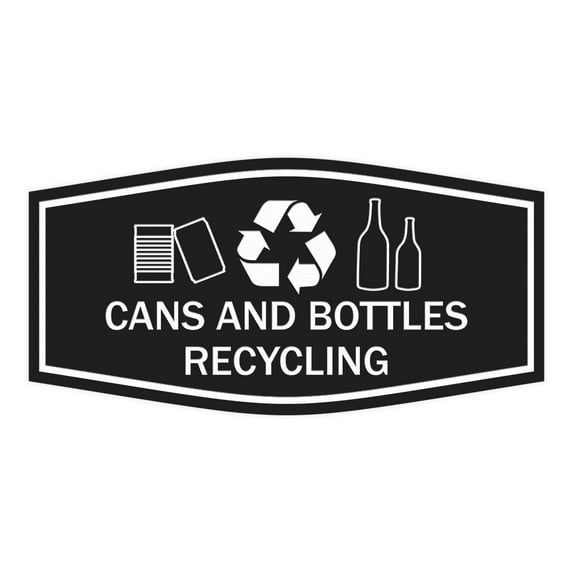 Fancy Cans and Bottles Recycling Sign (Black) - Large