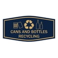 thumbnail image 1 of Fancy Cans and Bottles Recycling Sign (Navy Blue/Gold) - Large, 1 of 5