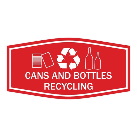 Fancy Cans and Bottles Recycling Sign (Red) - Small