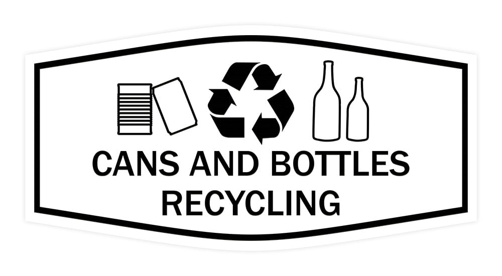 Fancy Cans and Bottles Recycling Sign (White) Large