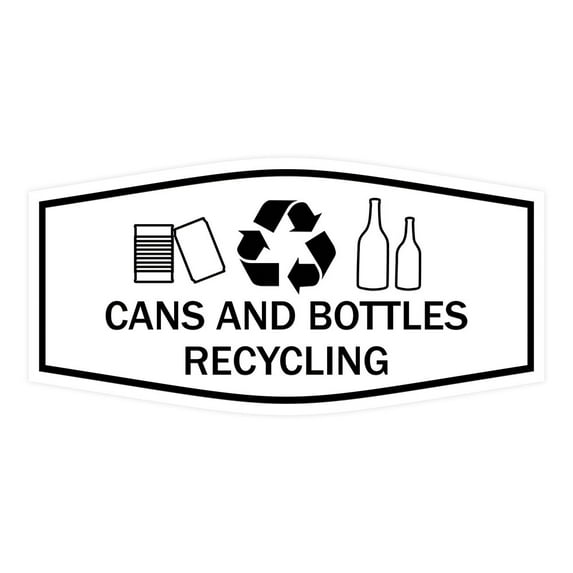 Fancy Cans and Bottles Recycling Sign (White) - Medium