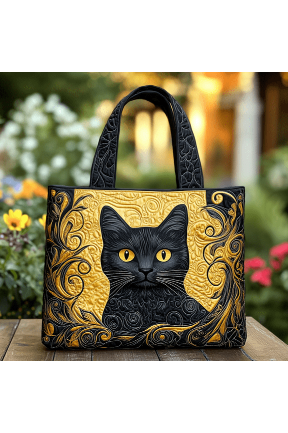Fancy Cat Quilted Tote Bag, Women Quilted Tote Bag, Handmade Patchwork Tote, Women Shoulder Bag, Gift For Her
