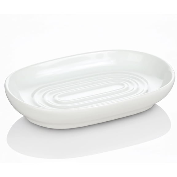 AIMAIAIMAI White Ceramic Soap Dish Holder,  Decorative Bar Soap Tray for Bathroom Kitchen Sink