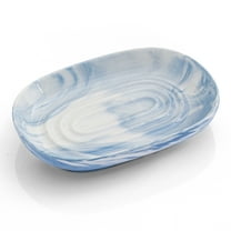 AIMAIAIMAI Blue Ceramic Soap Dish for Bathroom/Kitchen Sink, Unique Marble Texture, Non-Slip, Waterproof Porcelain Bar Soap Holder