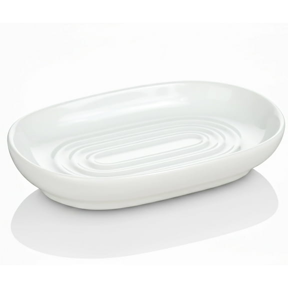 AIMAIAIMAI White Ceramic Soap Dish Holder,  Decorative Bar Soap Tray for Bathroom Kitchen Sink