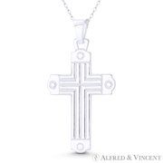 Fancy Christian Orthodox Cross Pendant in .925 Sterling Silver