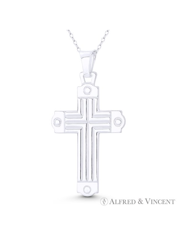 Fancy Christian Orthodox Cross Pendant in .925 Sterling Silver