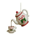 thumbnail image 1 of Fancy Christmas Teapot Ornament - Floral Tea Pot Set Tree Deocr Hanging Ornaments, 2D Acrylic China Holly Vintage Christmas Tea Cups & Teapot for Festive Decor, Gift for Tea Lovers, 1 of 7