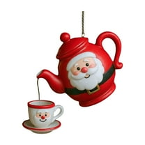 Fancy Christmas Teapot Ornament - Floral Tea Pot Set Tree Deocr Hanging Ornaments, 2D Acrylic China Holly Vintage Christmas Tea Cups & Teapot for Festive Decor, Gift for Tea Lovers