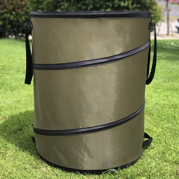 Fancy Collapsible Trash Can- Pop up Trashcan for Garbage with Zippered Lid -Ideal for Camping Recycling and More Green