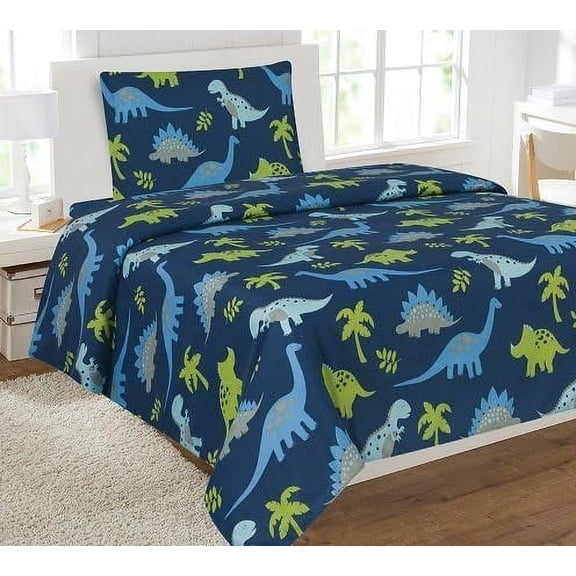 Fancy Collection Dinosaurs Blue Light Blue Grey Green Boys/Teens/Girls Sheet Set New (Twin)