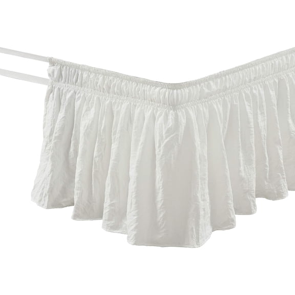Fancy Collection Queen - King Easy Fit Bed Ruffle wrap Around Elastic Bed Skirt withDrop New Easy Installwhite