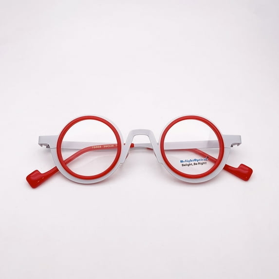 Fancy Colorful Vintage Metal with Aceate Round Shape Optical Glasses Spectacle Frame Prescritpion Lens Women Style 76868