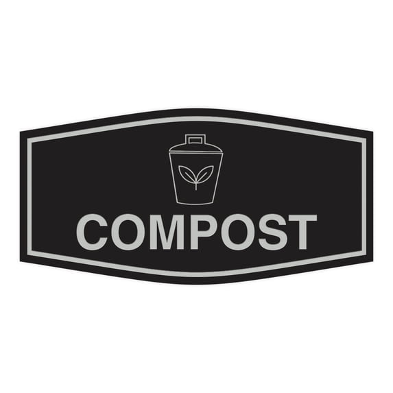 Fancy Compost Sign (Black / Silver) - Large