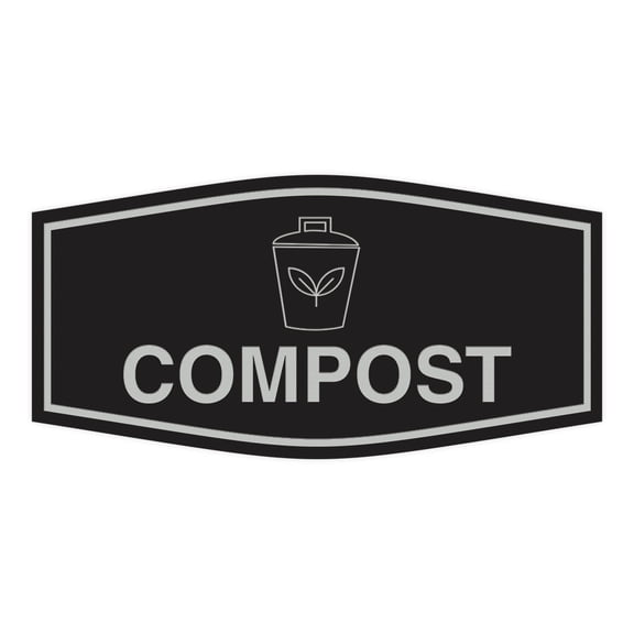 Fancy Compost Sign (Black / Silver) - Small