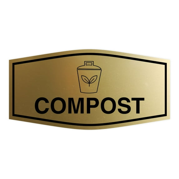 Fancy Compost Sign (Brushed Gold) - Small