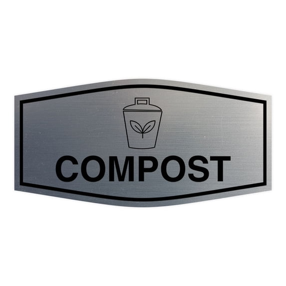 Fancy Compost Sign (Brushed Silver) - Medium