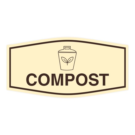 Fancy Compost Sign (Ivory/Dark Brown) - Large