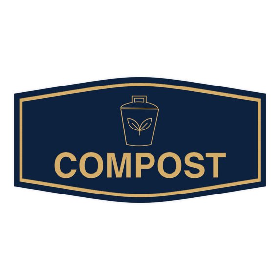 Fancy Compost Sign (Navy Blue/Gold) - Medium