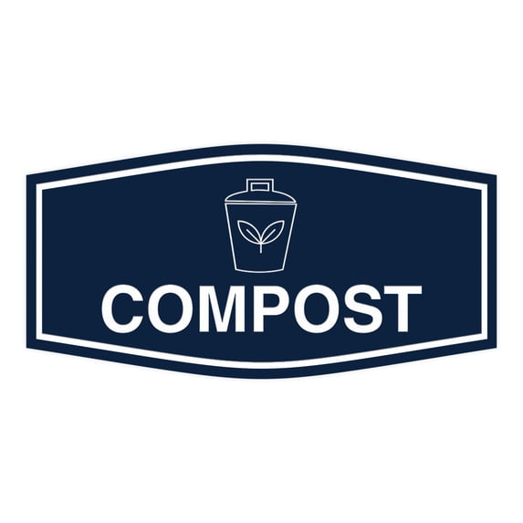 Fancy Compost Sign (Navy Blue / White) - Small