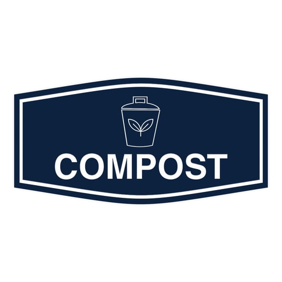 Fancy Compost Sign (Navy Blue / White) - Small