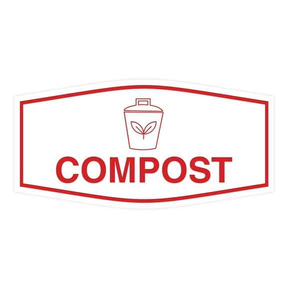 Fancy Compost Sign (White/Red) - Large