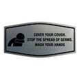 thumbnail image 1 of Fancy Cover Your Cough Stop the Spread Of Germs Wash Your Hands Sign (Brushed Silver) - Medium 3.5x7", 1 of 1