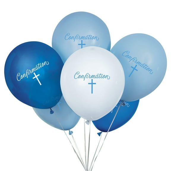 Fancy Cross Confirmation Latex Balloons I Blue I 8 Pcs.