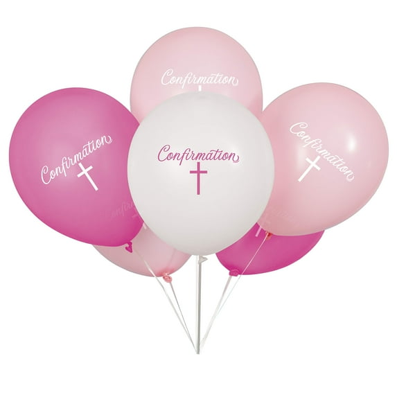 Fancy Cross Confirmation Latex Balloons I Pink I 8 Pcs.