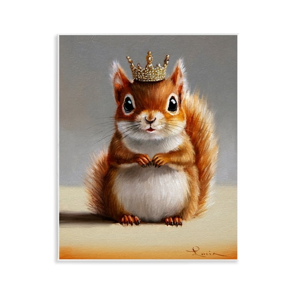 Fancy Crowned Squirrel Wall Plaque Art, design by Lucia Heffernan