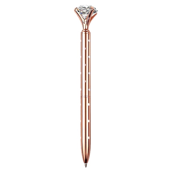 Fancy Crystal Diamond Ballpoint Pen, Retractable, Metal Body, Rhinestone Accent, Smooth Writing for Daily Journaling