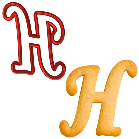 Fancy Cursive Letter Cookie Cutter for Baking Fondant Clay Gifts Kitchen (H)