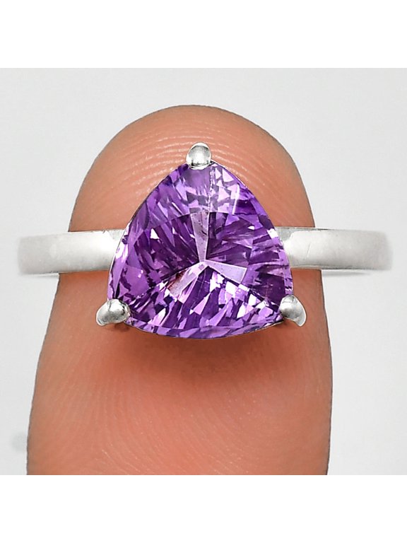 Fancy Cut Natural Amethyst - Brazil 925 Sterling Silver Ring s.9 Jewelry AGR1002_B_9