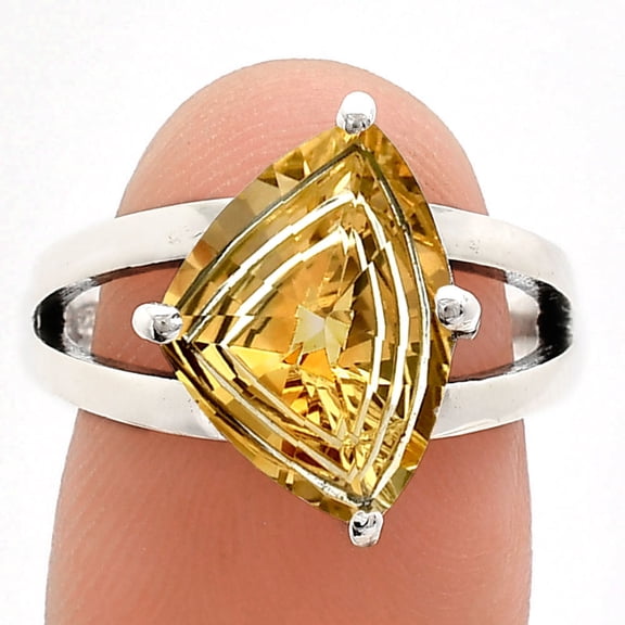 Fancy Cut Natural Citrine 925 Sterling Silver Ring s.8 Jewelry AGR1004_B_8
