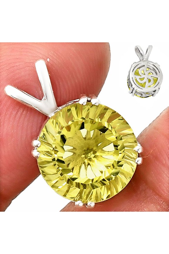 Fancy Cut Natural Lemon Quartz 925 Sterling Silver Pendant Jewelry P-1737 SDP151240