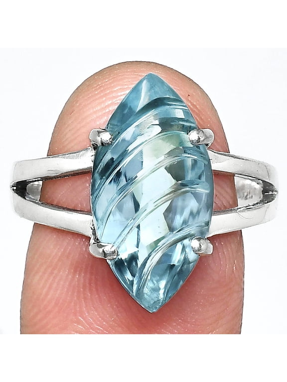 Fancy Cut Natural Sky Blue Topaz 925 Sterling Silver Ring s.7 Jewelry AGR1006_A_7